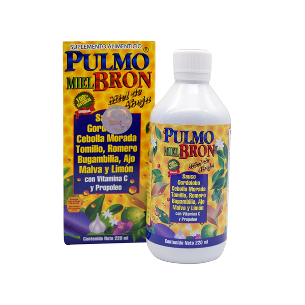 Cosmo Natural Jarabe Pulmobron Miel de Abeja con Citamina C y Propoleo, 7.44 oz