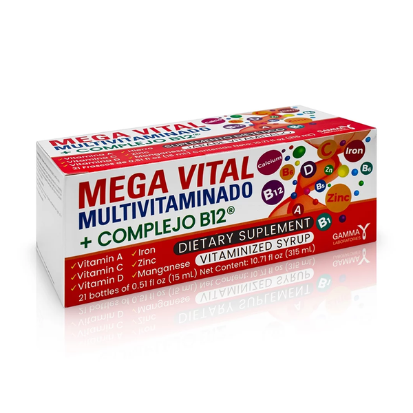 Megavital Forte + Complejo B12 Jarabe Vitaminado, 21 Botellas de 0.5 fl oz