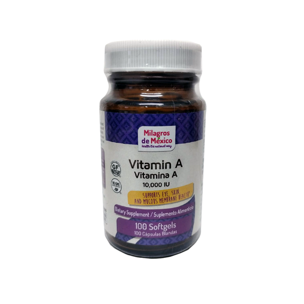 Milagros de Mexico Vitamina A, 100 Capsulas