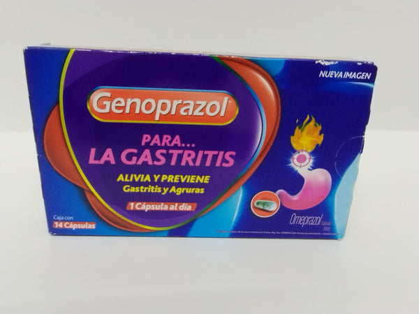Genoprazol Alivia y Previene Gastritis y Agruras, 14 Capsulas